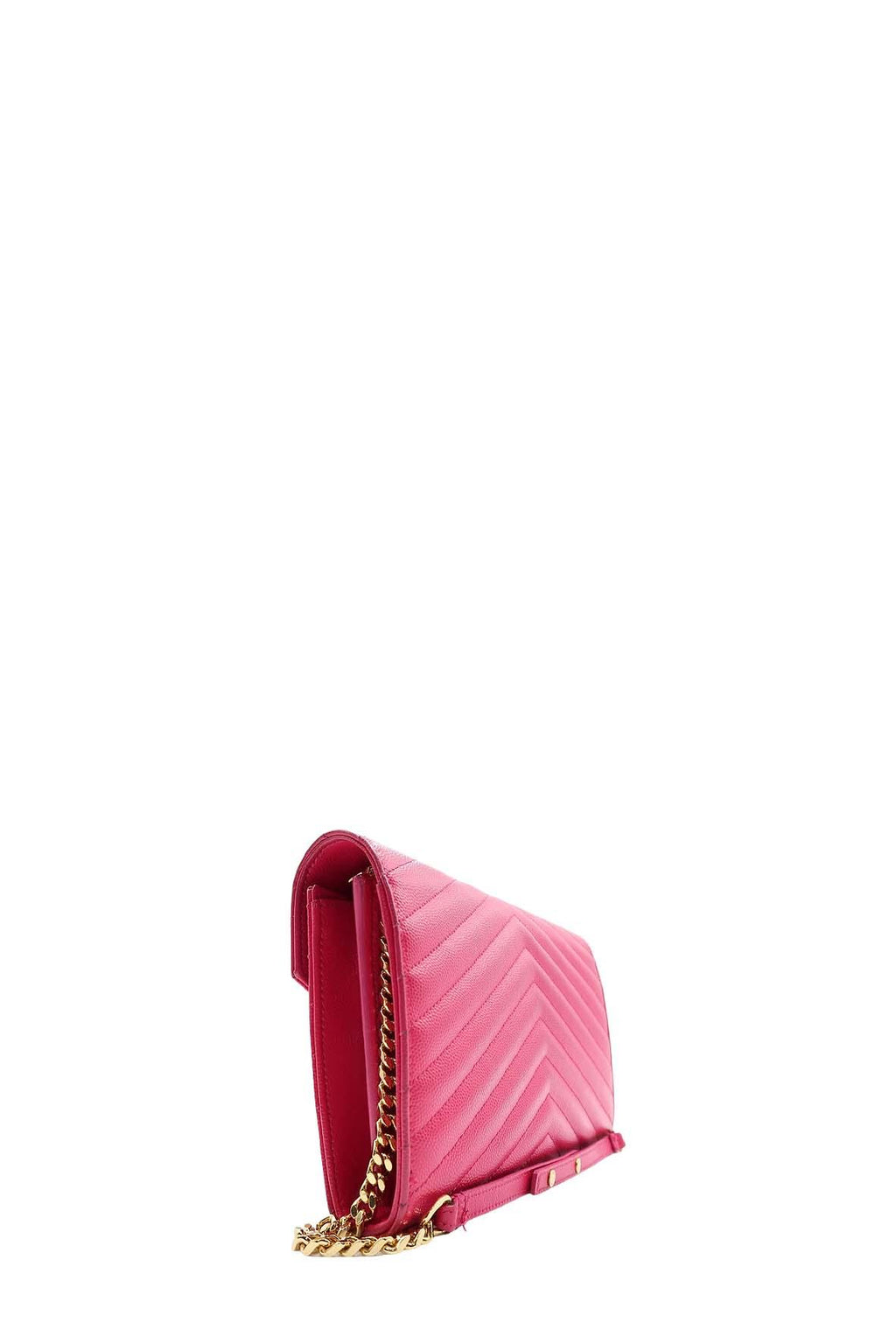 Monogram Chain Wallet with Gold Hardware Fuschia