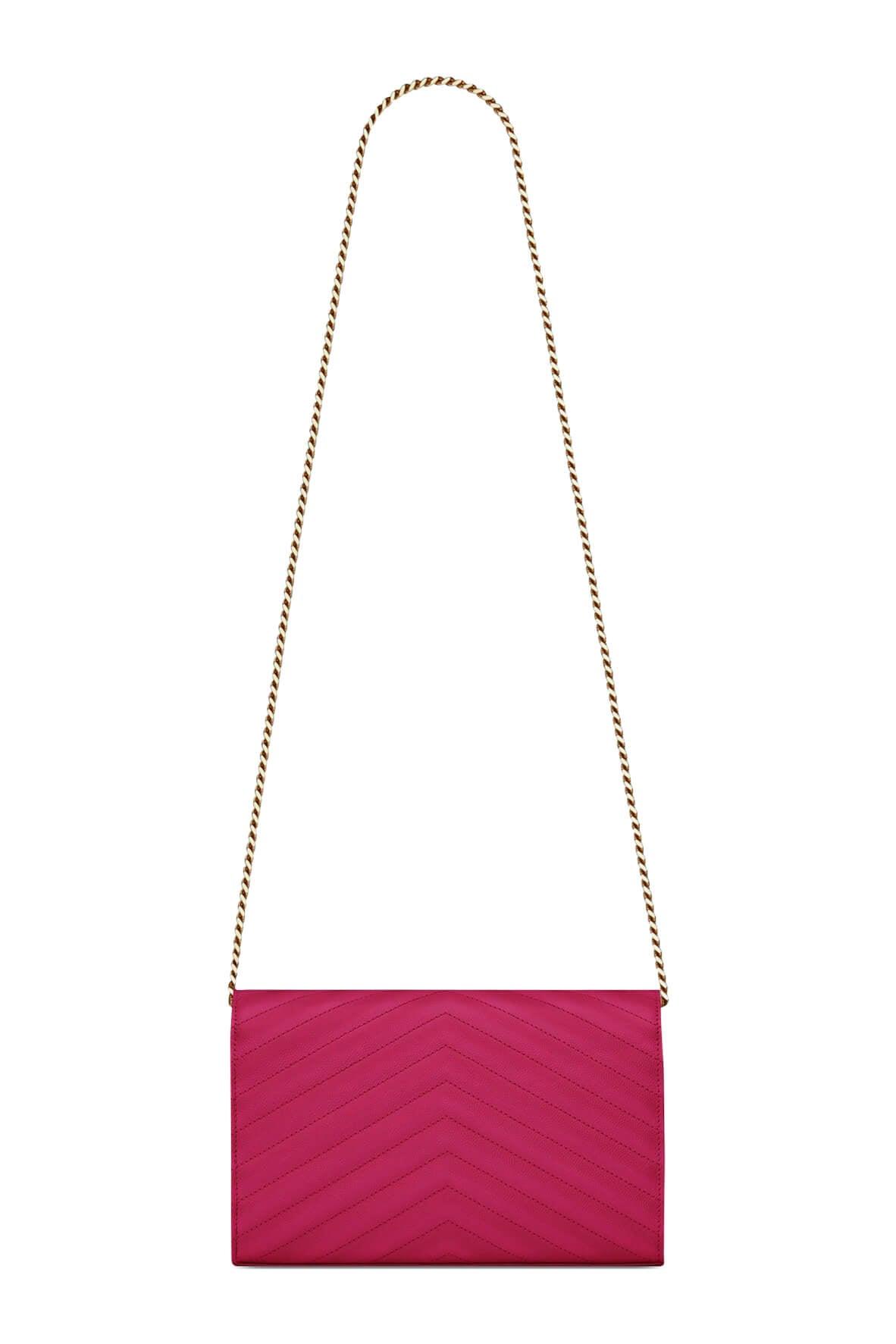 Monogram Chain Wallet Fuchsia with Gold Hardware