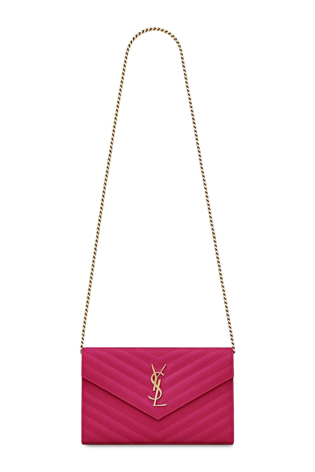Monogram Chain Wallet Fuchsia with Gold Hardware