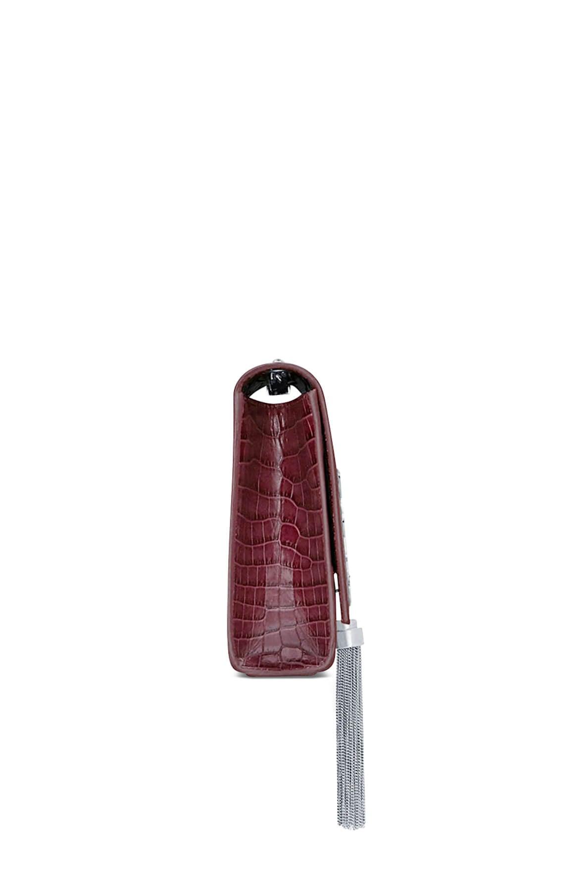 Monogram Medium Kate with Tassel Crocodile Embossed Rouge Legion