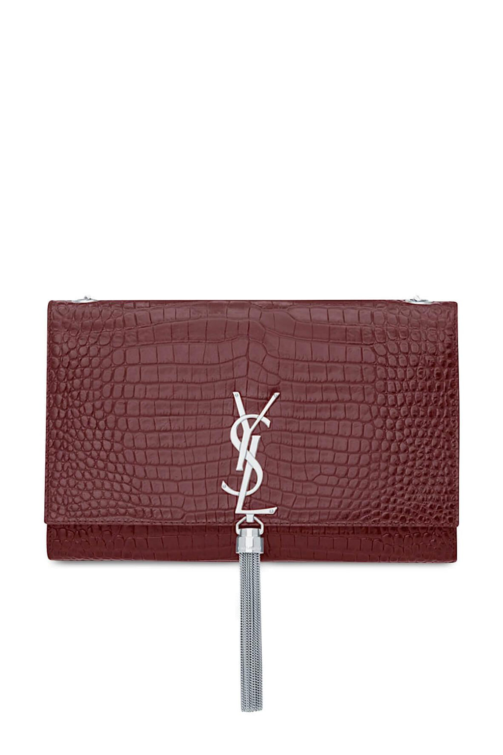 Monogram Medium Kate with Tassel Crocodile Embossed Rouge Legion