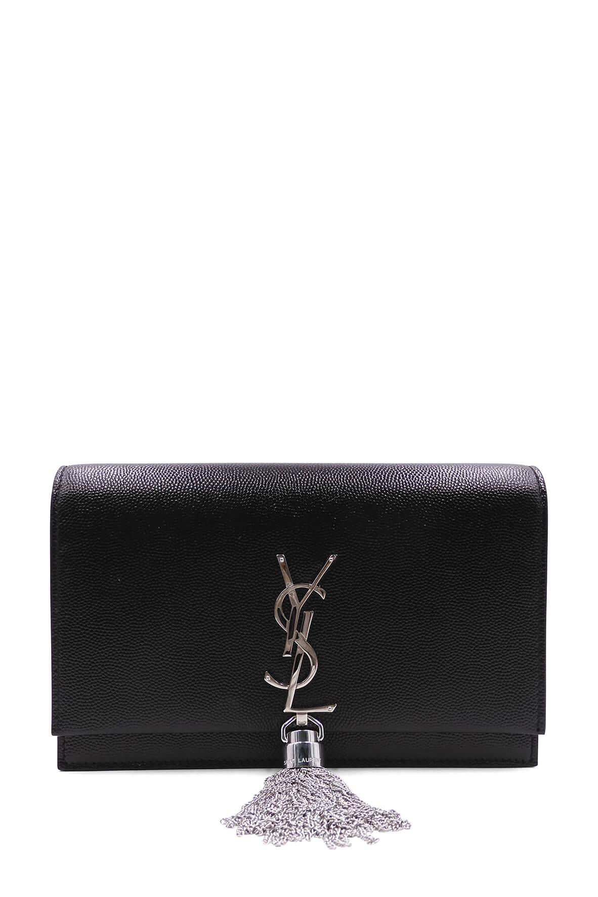 Monogram Small Kate with Tassel Black With Silver Hardware