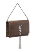 Monogram Small Kate with Tassel Crocodile Embossed Brown with Silver Hardware