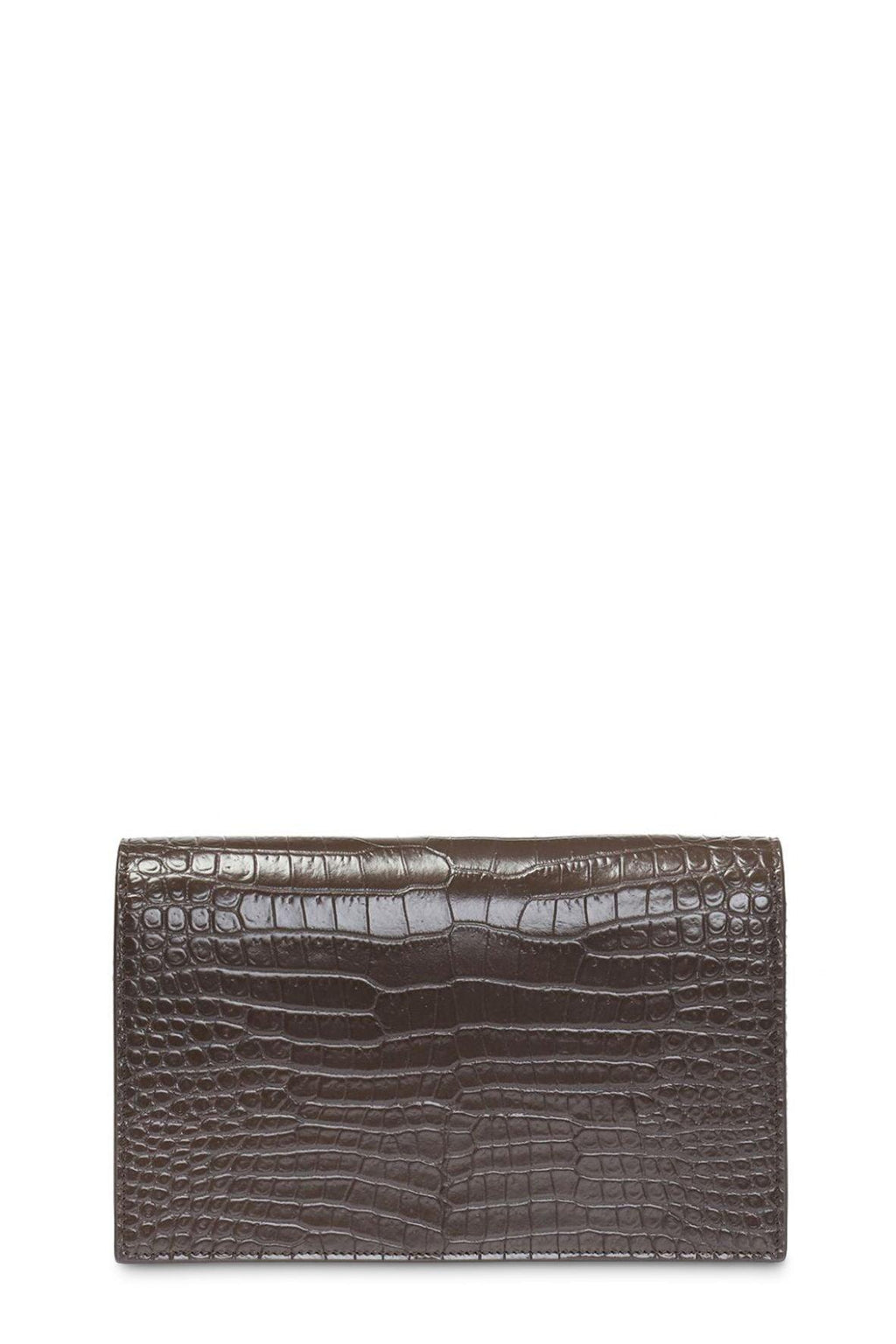 Monogram Small Kate with Tassel Crocodile Embossed Brown with Silver Hardware