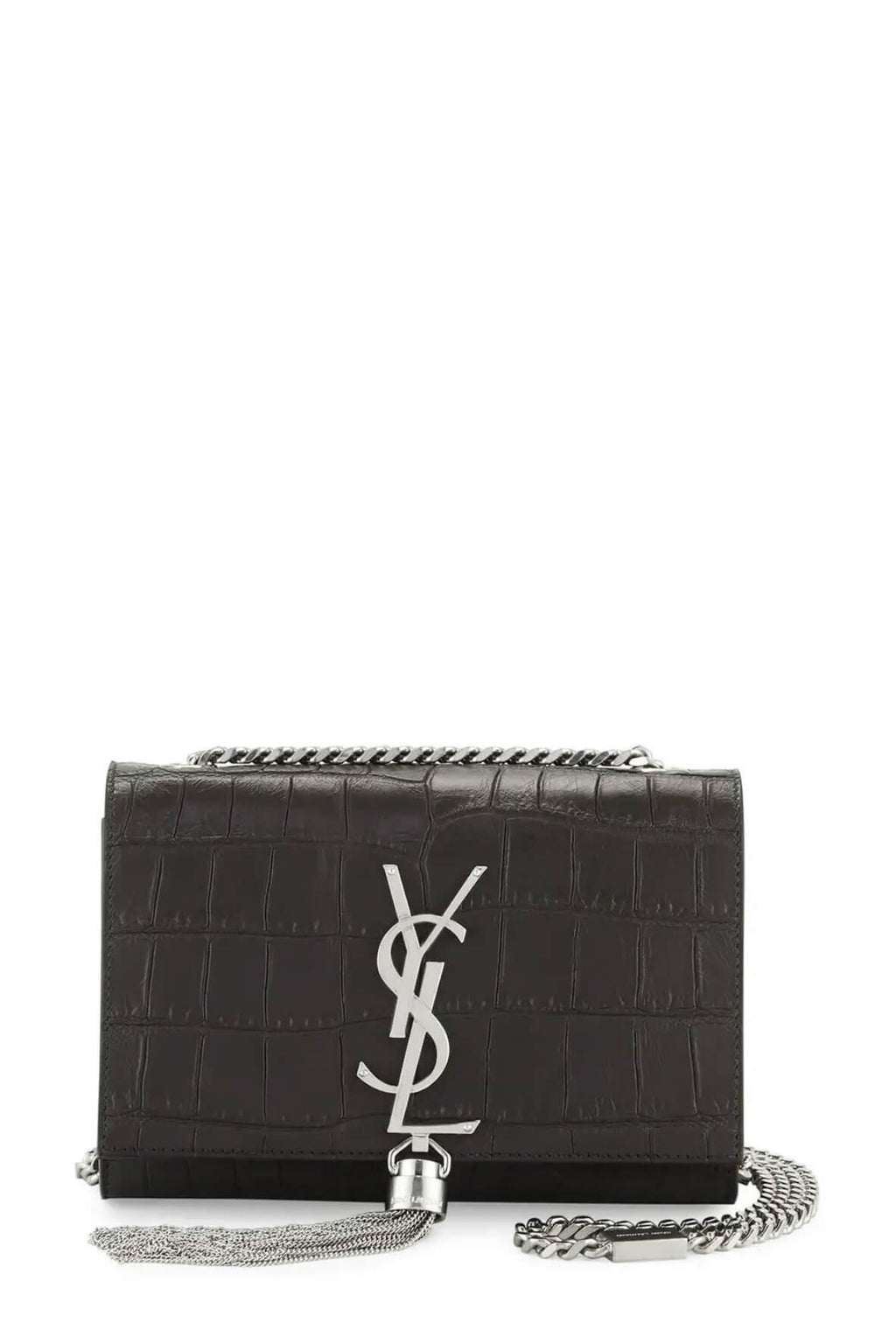 Monogram Small Kate with Tassel Crocodile Embossed Black