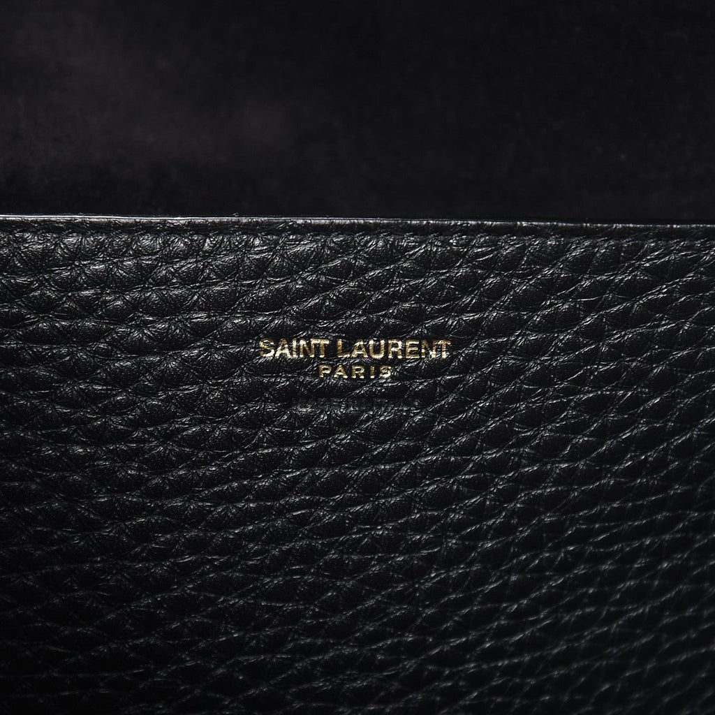 Saint Laurent Patti Black Grained Calfskin Leather Tote