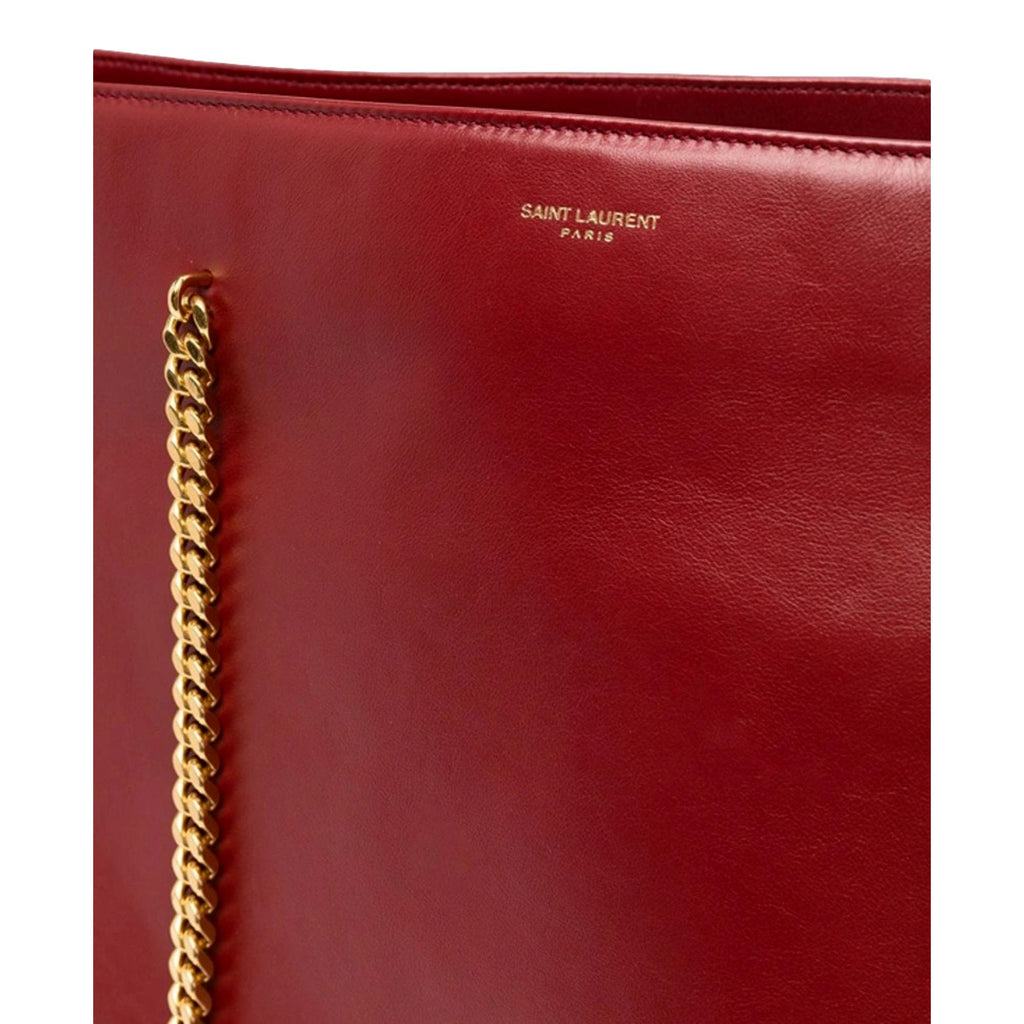 Saint Laurent Siena Ultra Lux Red Calf Leather Chain Shoulder Tote Bag