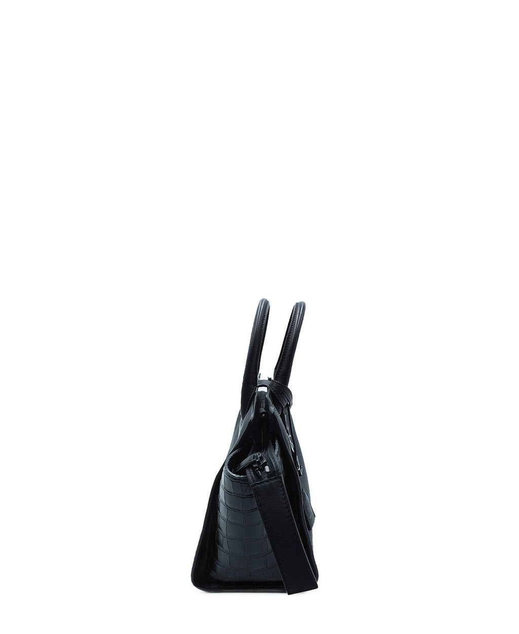 Small Toy Downtown Cabas Croc Embossed Bag Black
