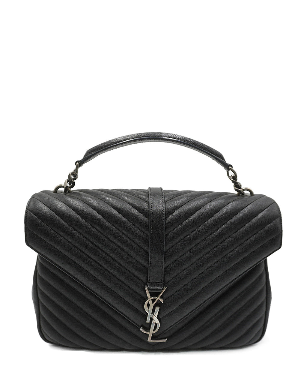 Large Monogram Chevron MatelassÃƒÆ’Ã‚Â© College Bag Black