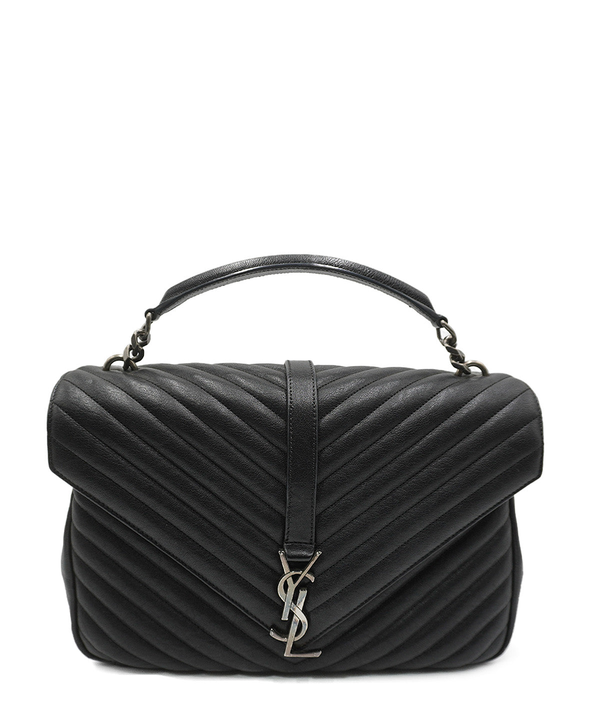 Large Monogram Chevron MatelassÃƒÆ’Ã‚Â© College Bag Black