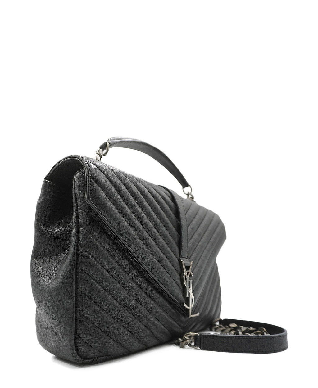 Large Monogram Chevron MatelassÃƒÆ’Ã‚Â© College Bag Black