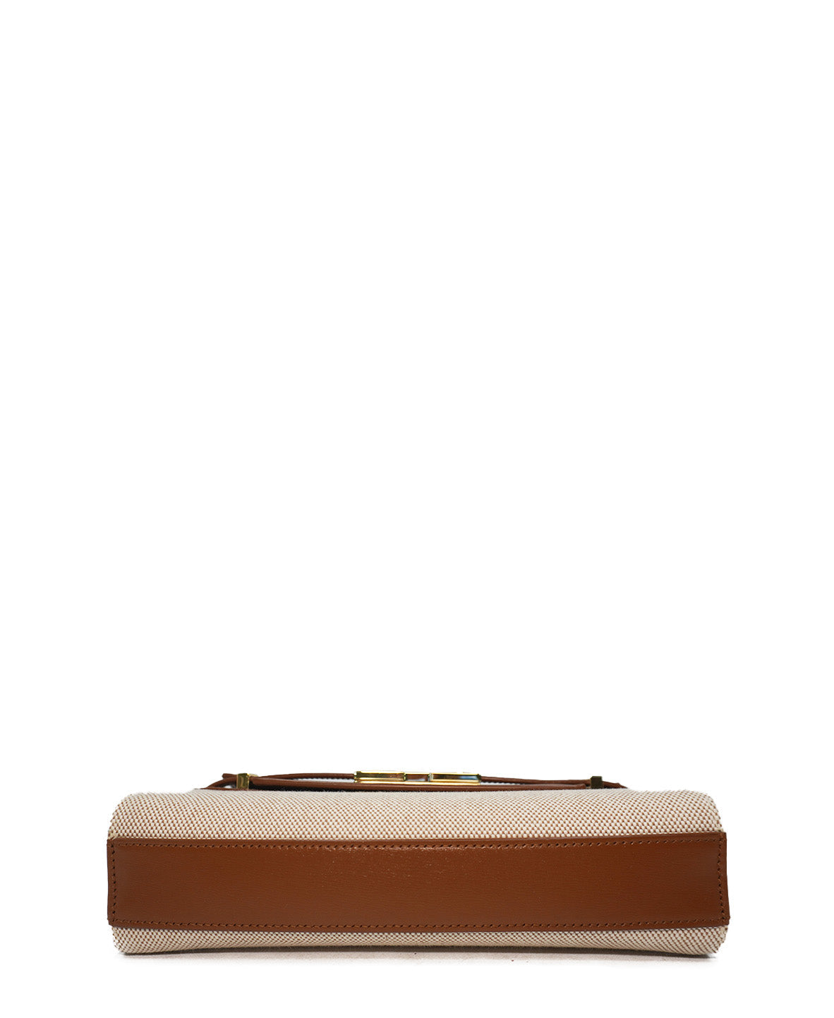 Medium Manhattan Shoulder Bag in Box Canvas Calfskin Natural Beige Brick, Multicolor