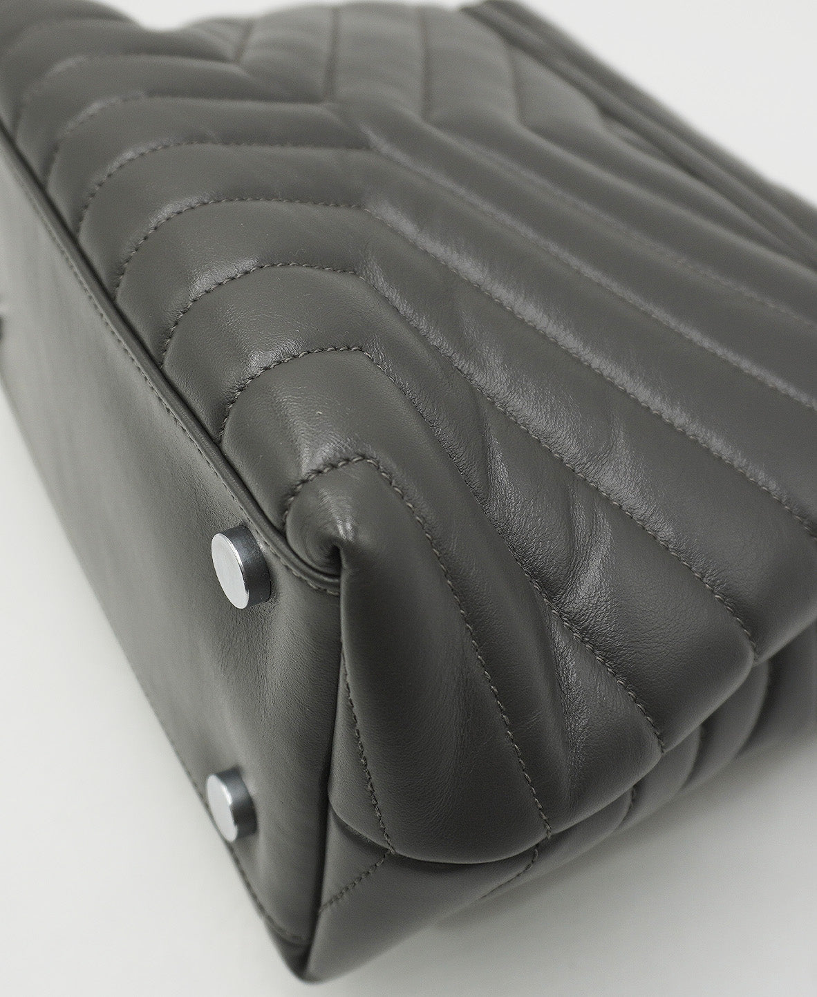 Small Quilted "Y" LouLou Shoulder Bag Grey