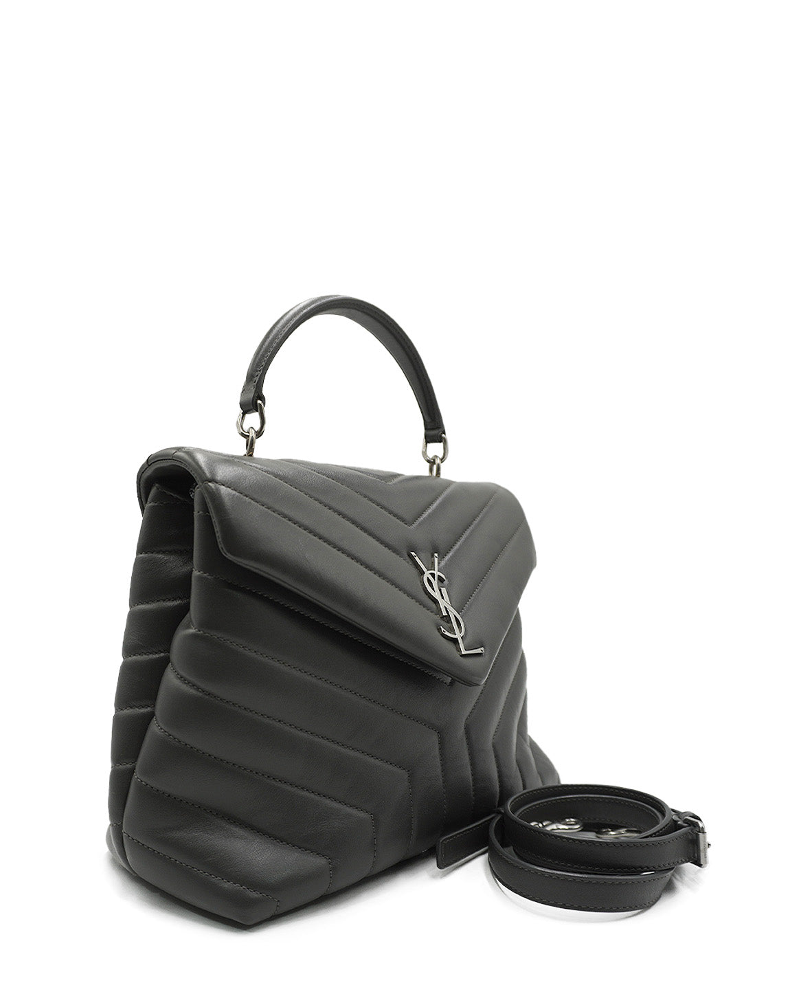 Small Quilted "Y" LouLou Shoulder Bag Grey