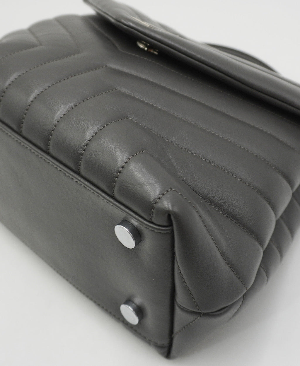 Small Quilted "Y" LouLou Shoulder Bag Grey