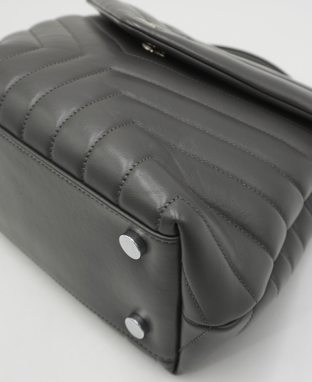 Small Quilted "Y" LouLou Shoulder Bag Grey