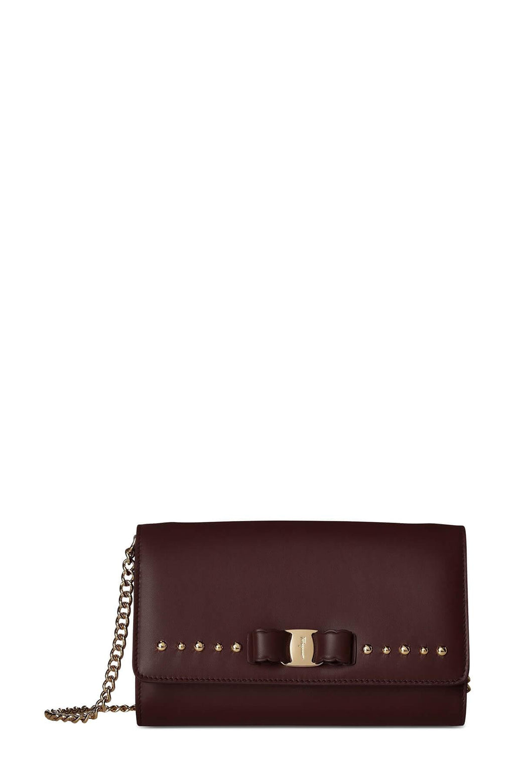 Embellished Vara Bow Chain Bag Deep Bordeaux
