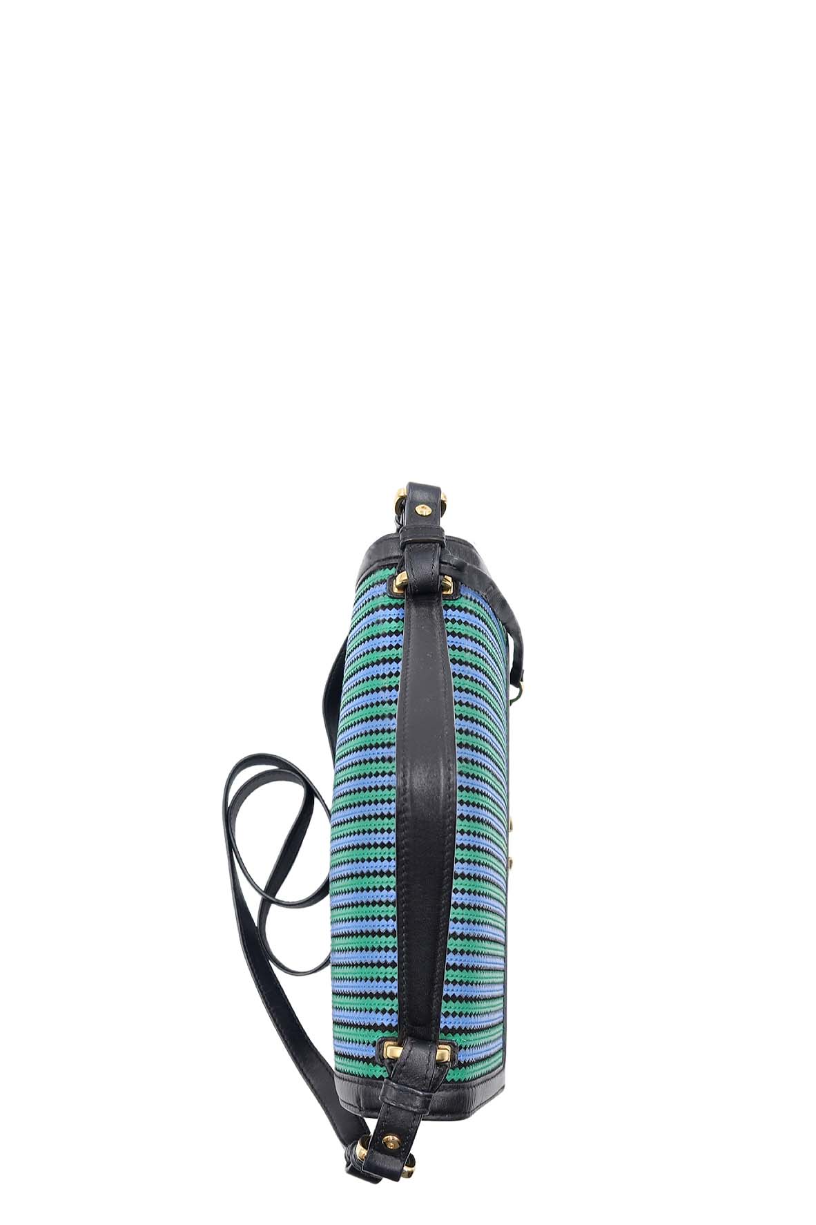Medium Aileen Shoulder Bag with Blue Stripes Blue