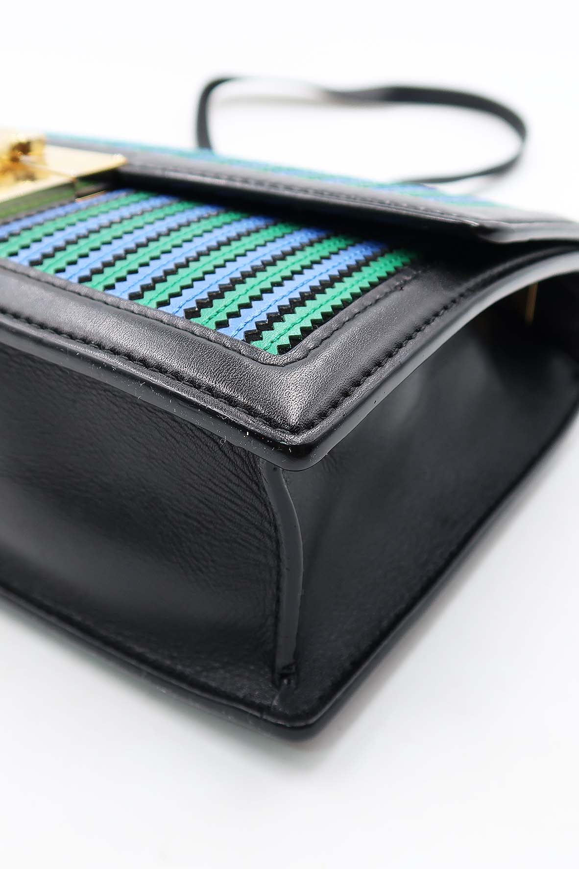 Medium Aileen Shoulder Bag with Blue Stripes Blue