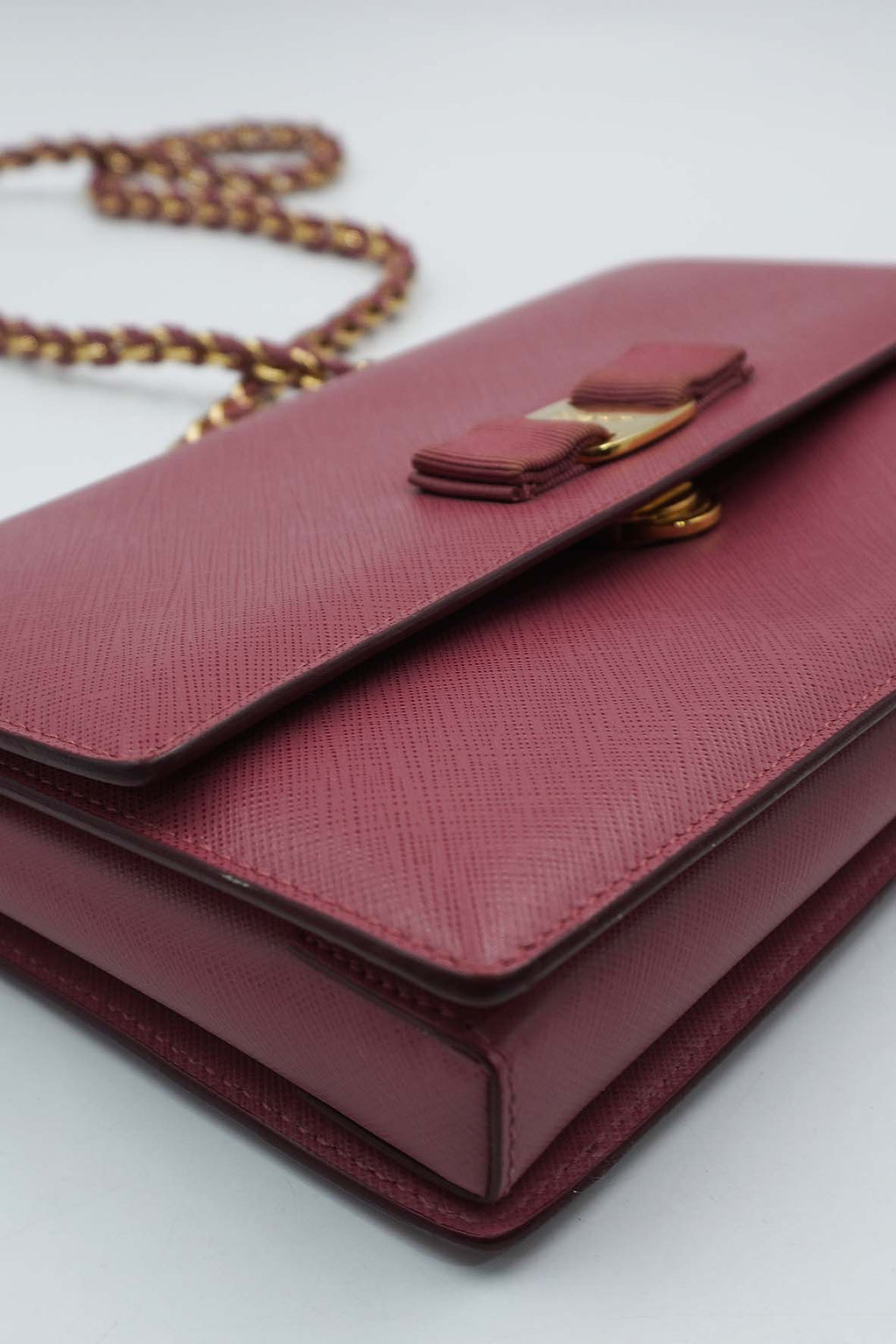 Medium Ginny Vara Ribbon Saffiano Leather Crossbody Bag Pink