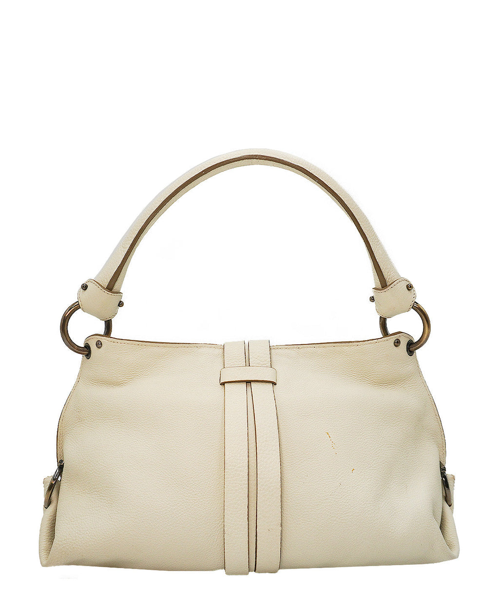 Medium Gancini Wrap Ring Shoulder Leather Bag White