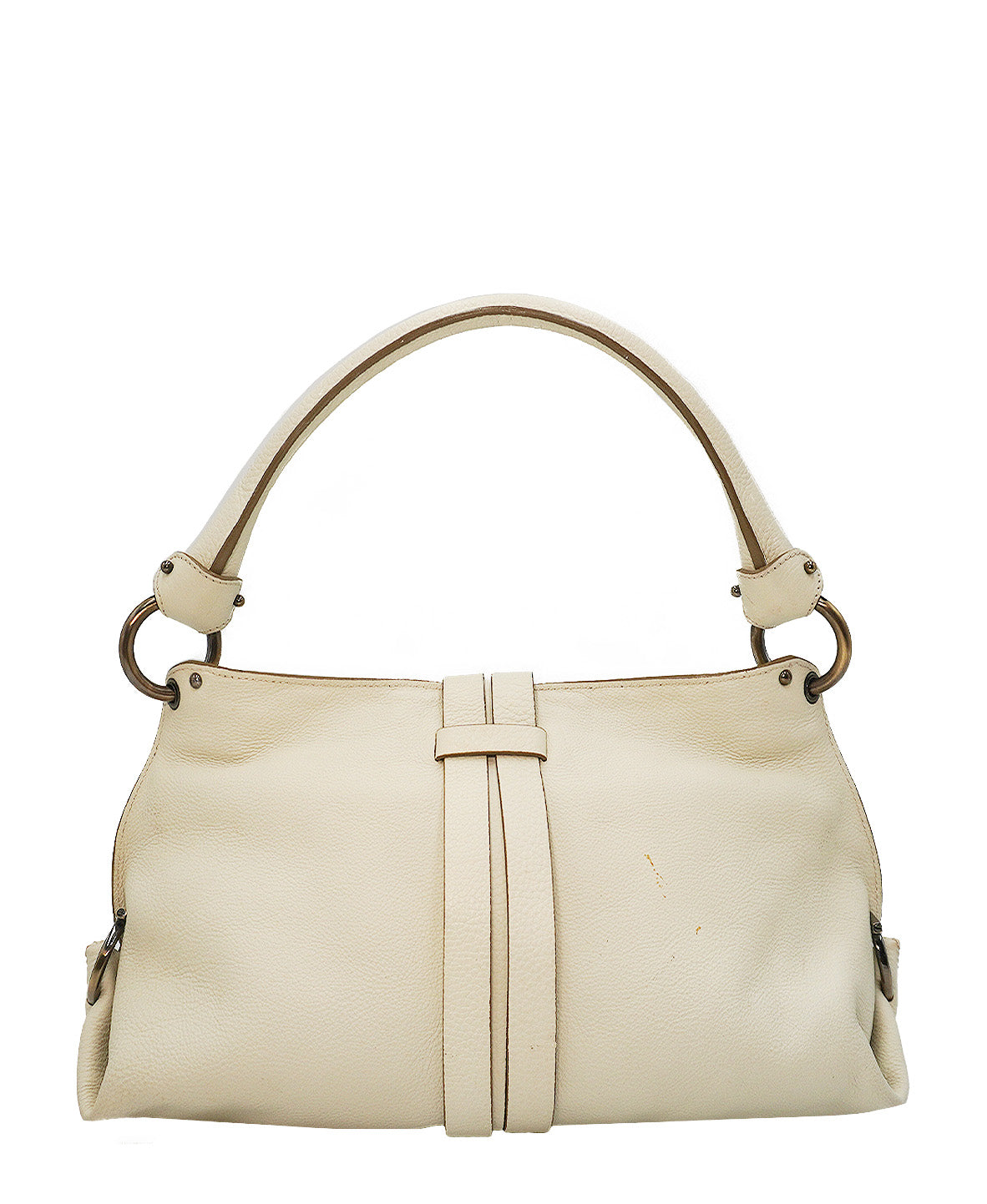 Medium Gancini Wrap Ring Shoulder Leather Bag White