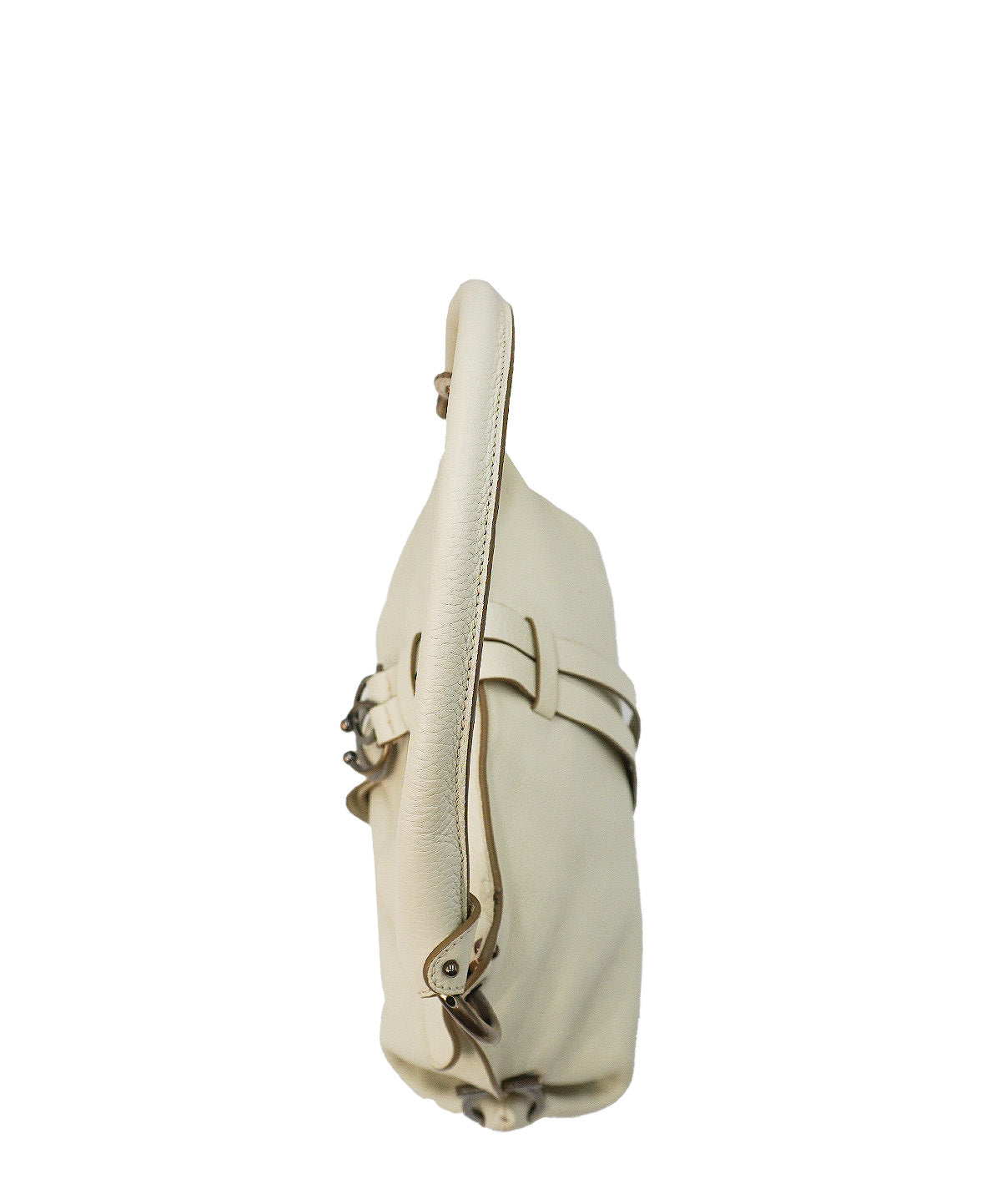 Medium Gancini Wrap Ring Shoulder Leather Bag White