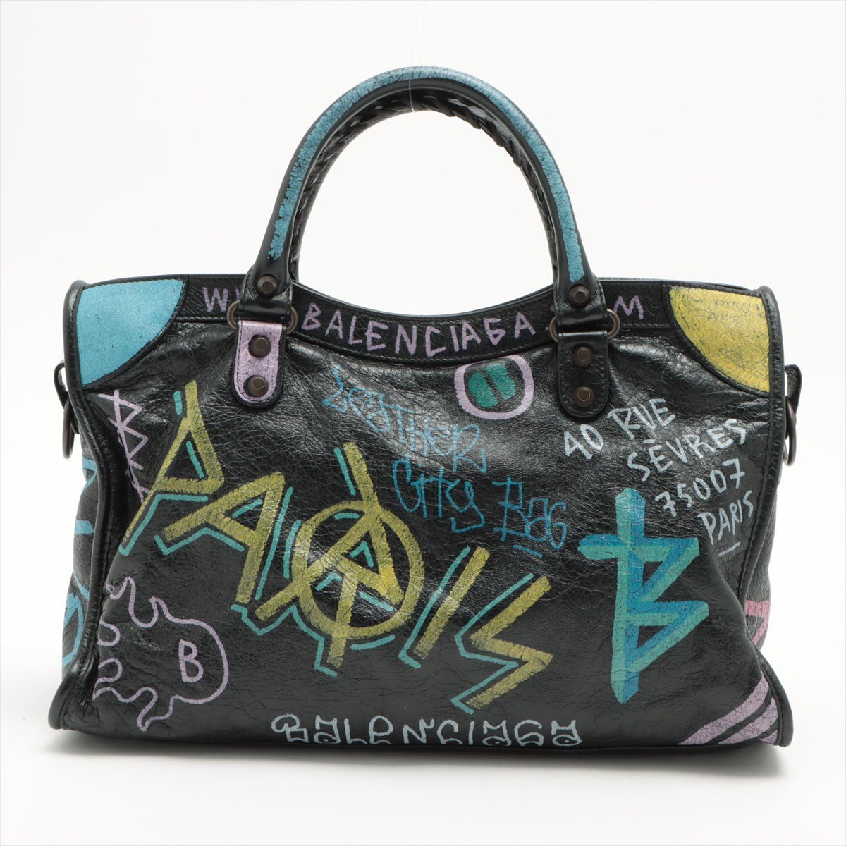 City Graffiti Leather 2way Black
