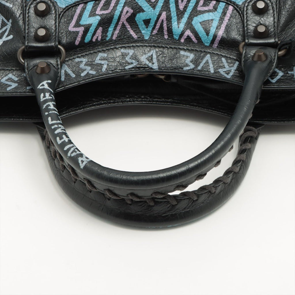 City Graffiti Leather 2way Black