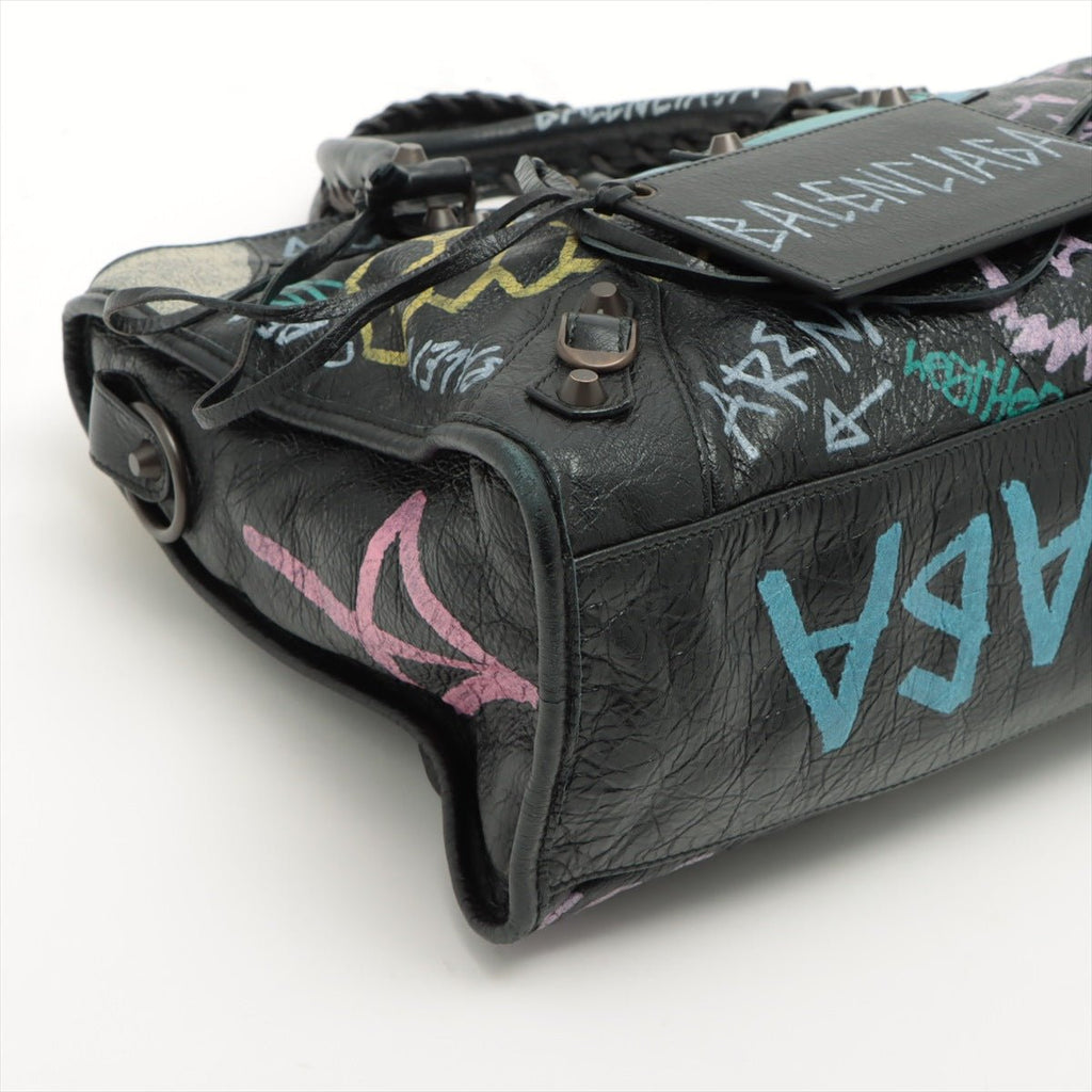 City Graffiti Leather 2way Black
