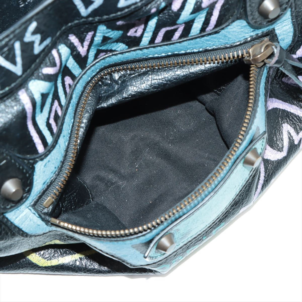 City Graffiti Leather 2way Black