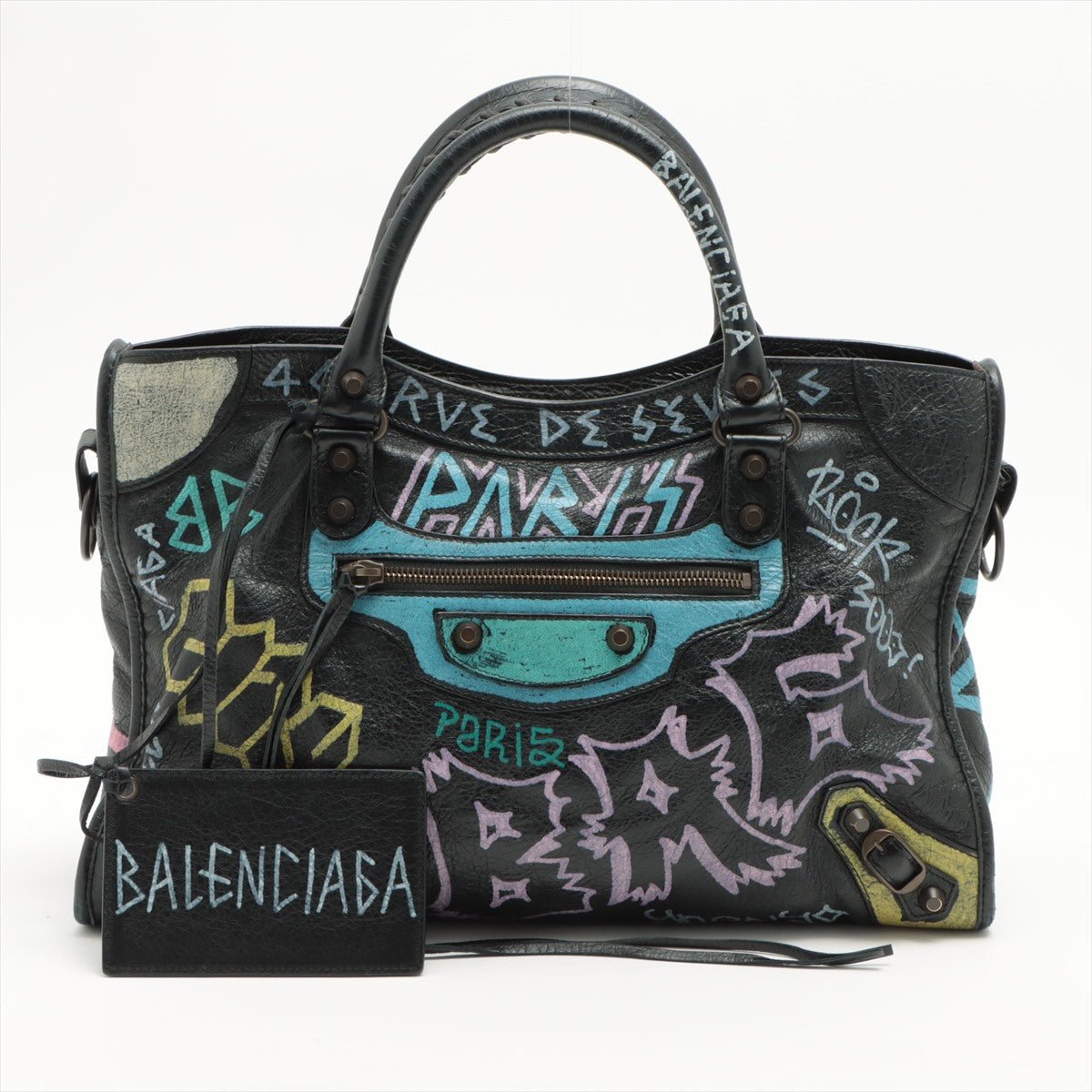 City Graffiti Leather 2way Black
