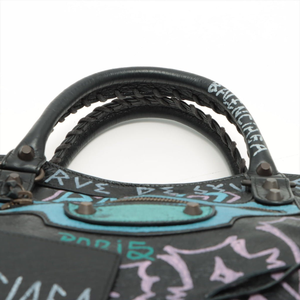 City Graffiti Leather 2way Black