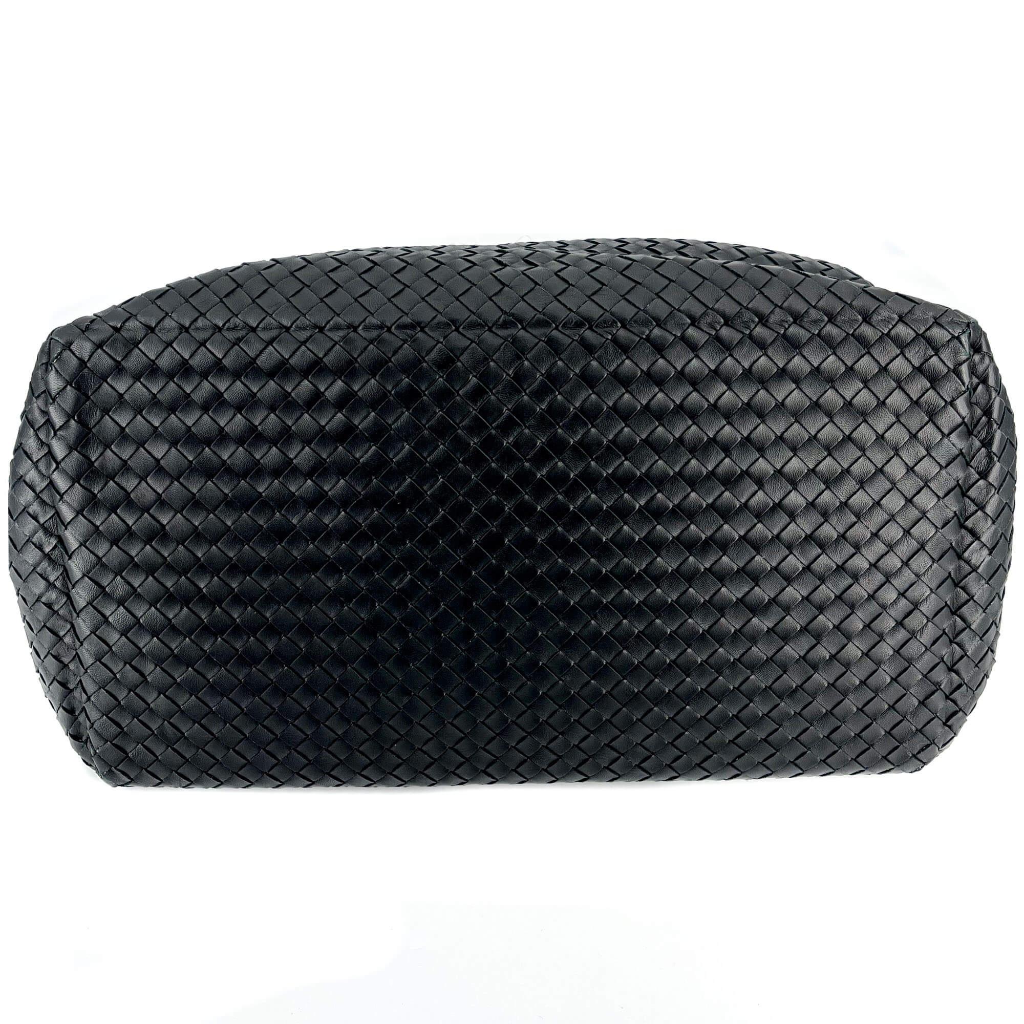Black Leather Intrecciato Tote