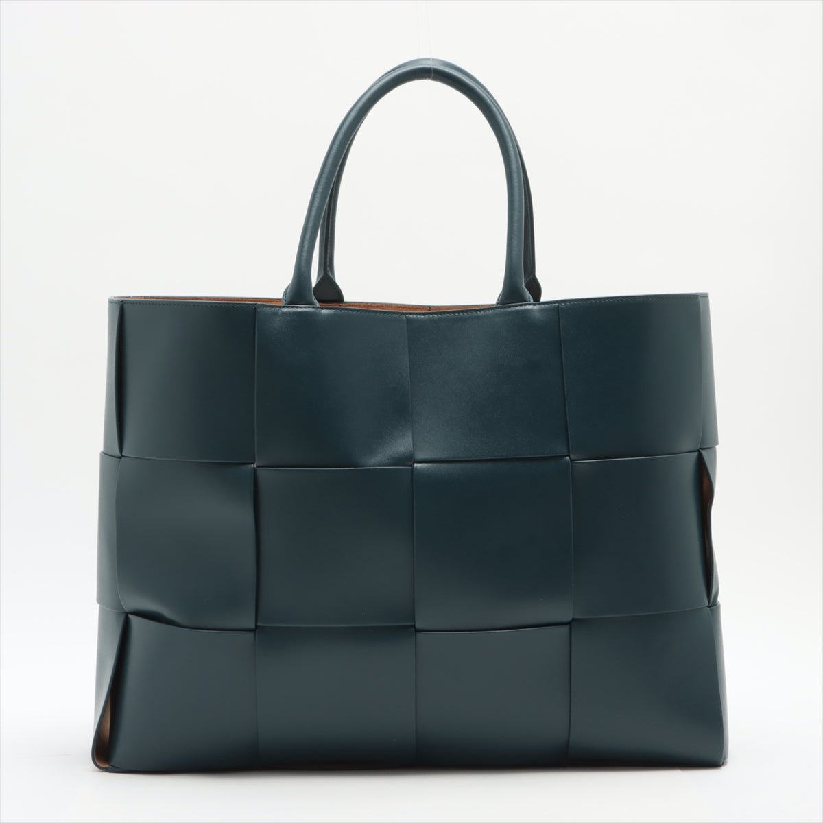 Large Arco Tote in Blue Navy Intrecciato Leather