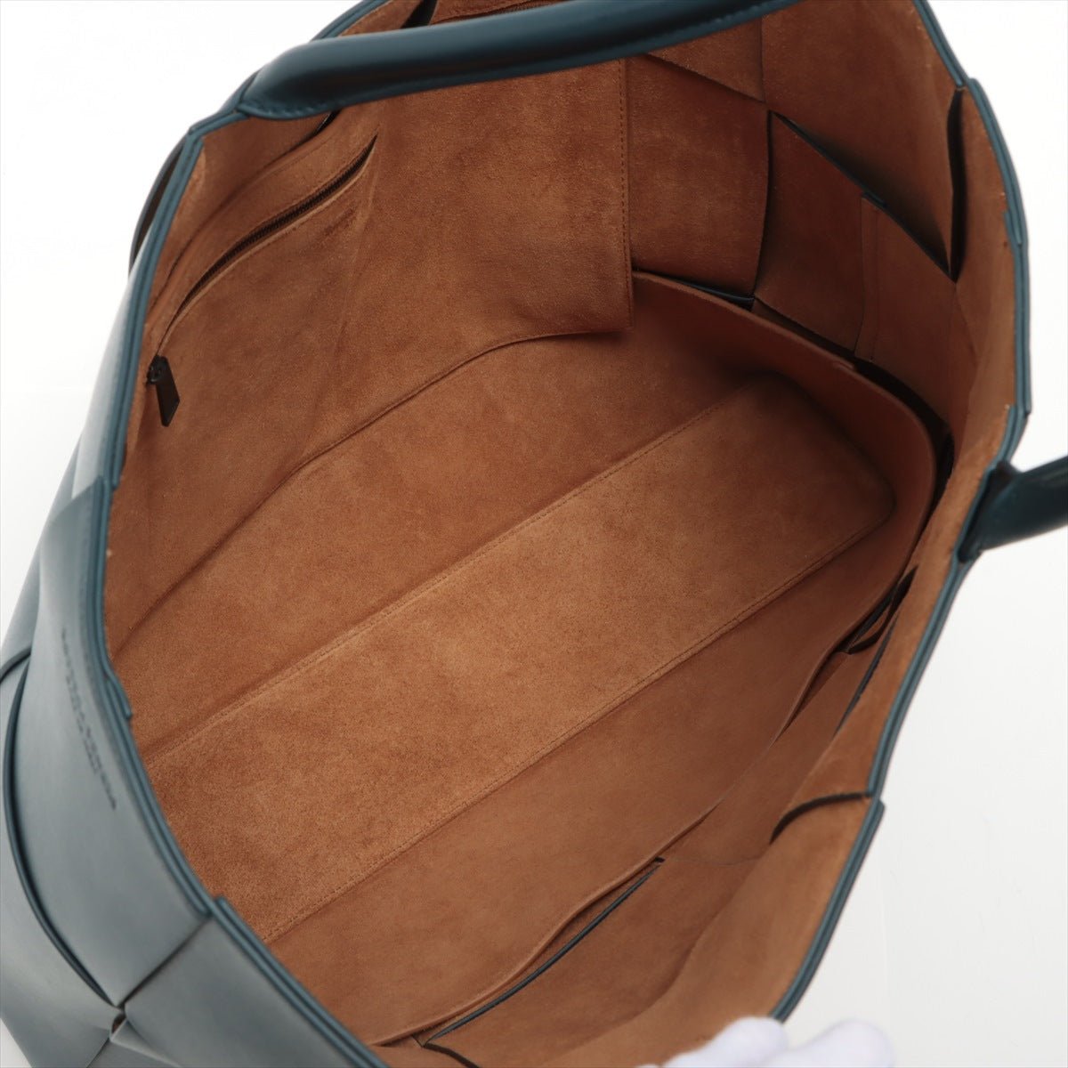 Large Arco Tote in Blue Navy Intrecciato Leather