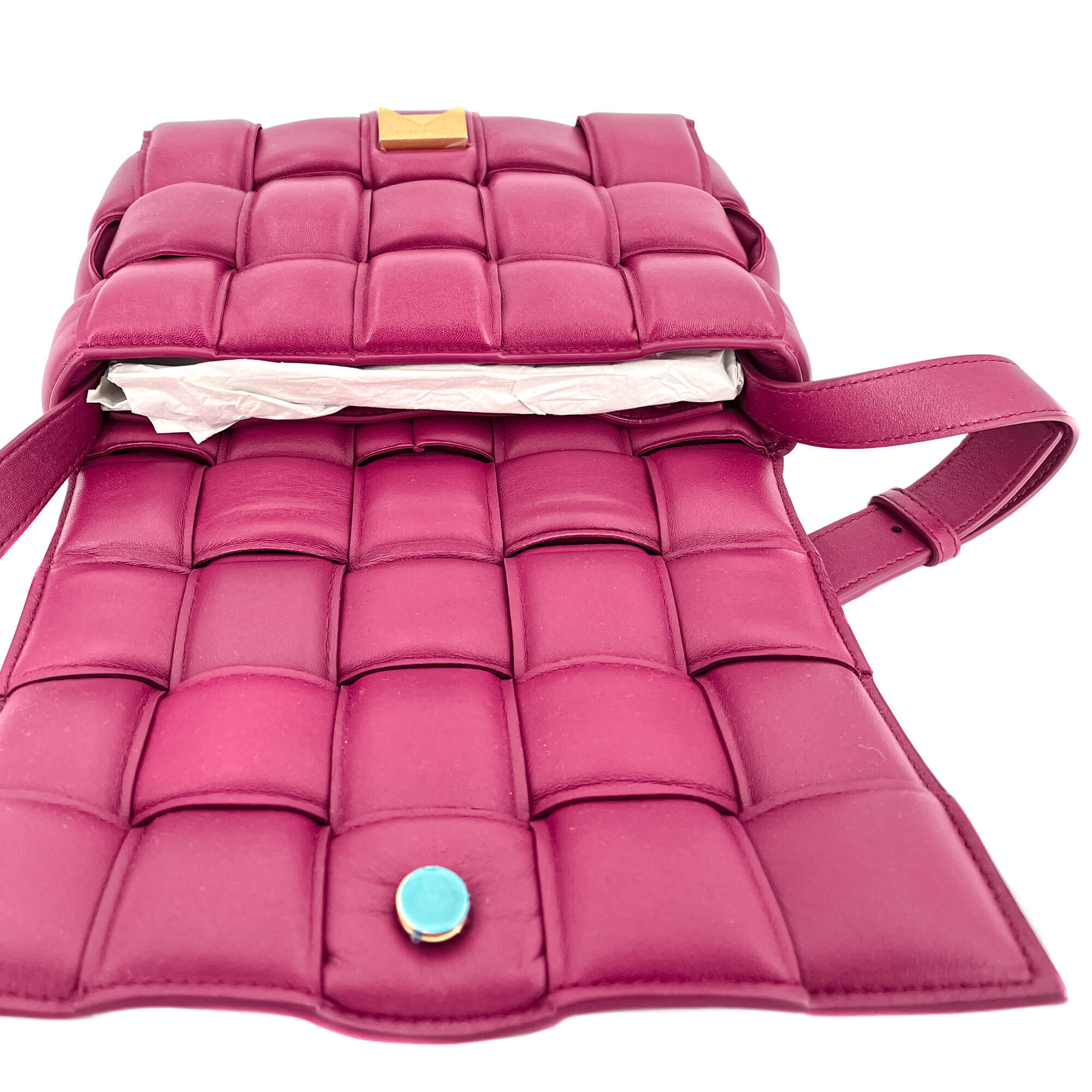Padded Cassette Leather Shoulder Violet Bag