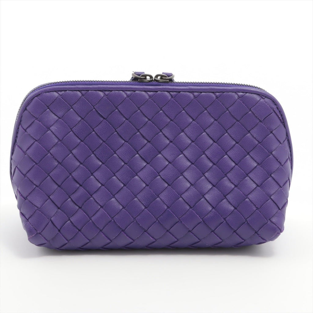 Pouch in Purple Intrecciato Leather