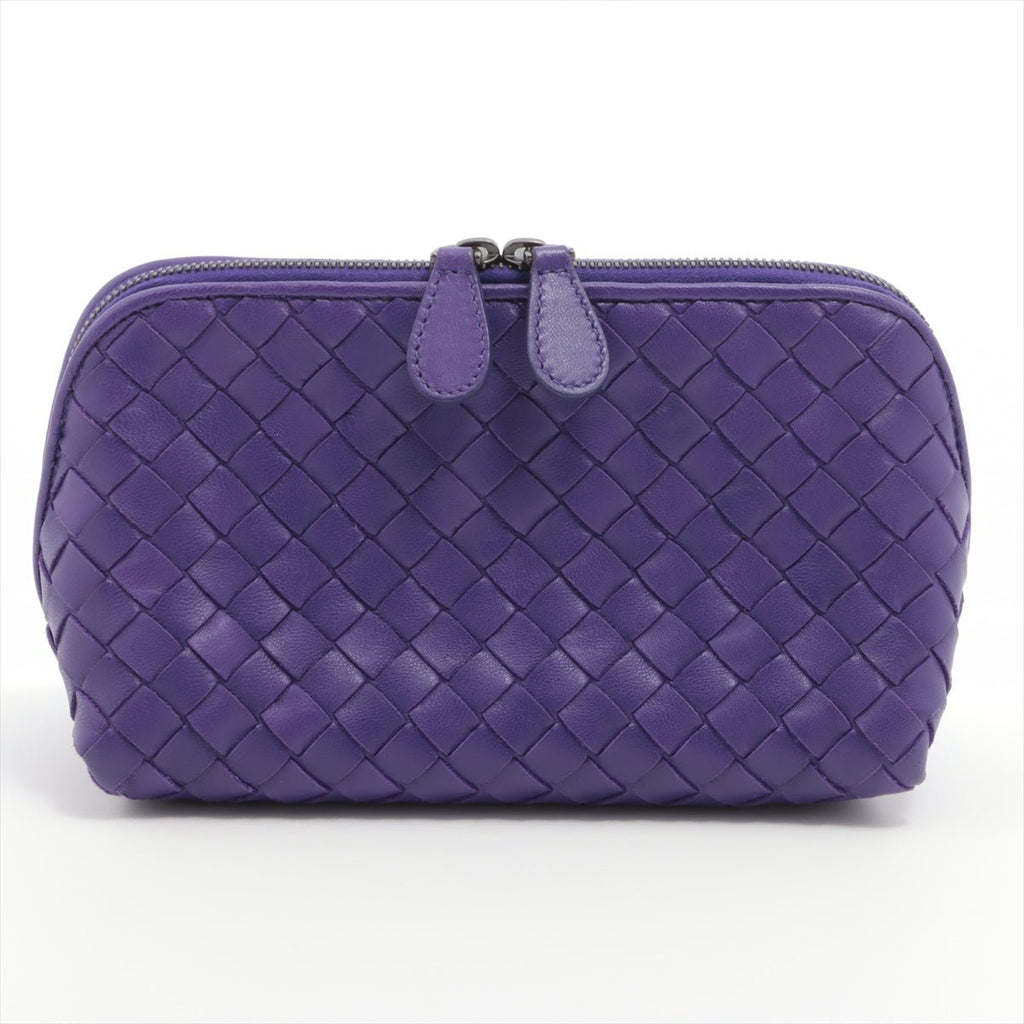Pouch in Purple Intrecciato Leather