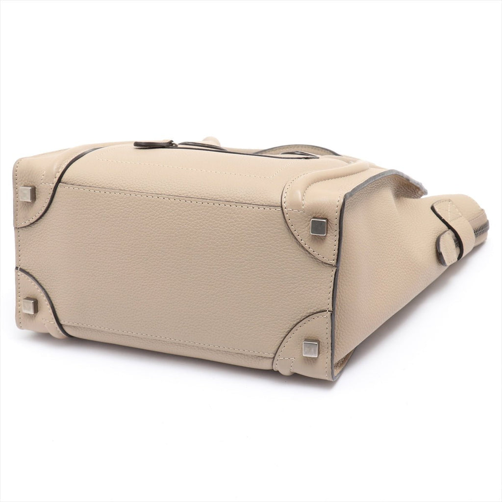 Luggage Micro Shopper Drummed Leather Beige