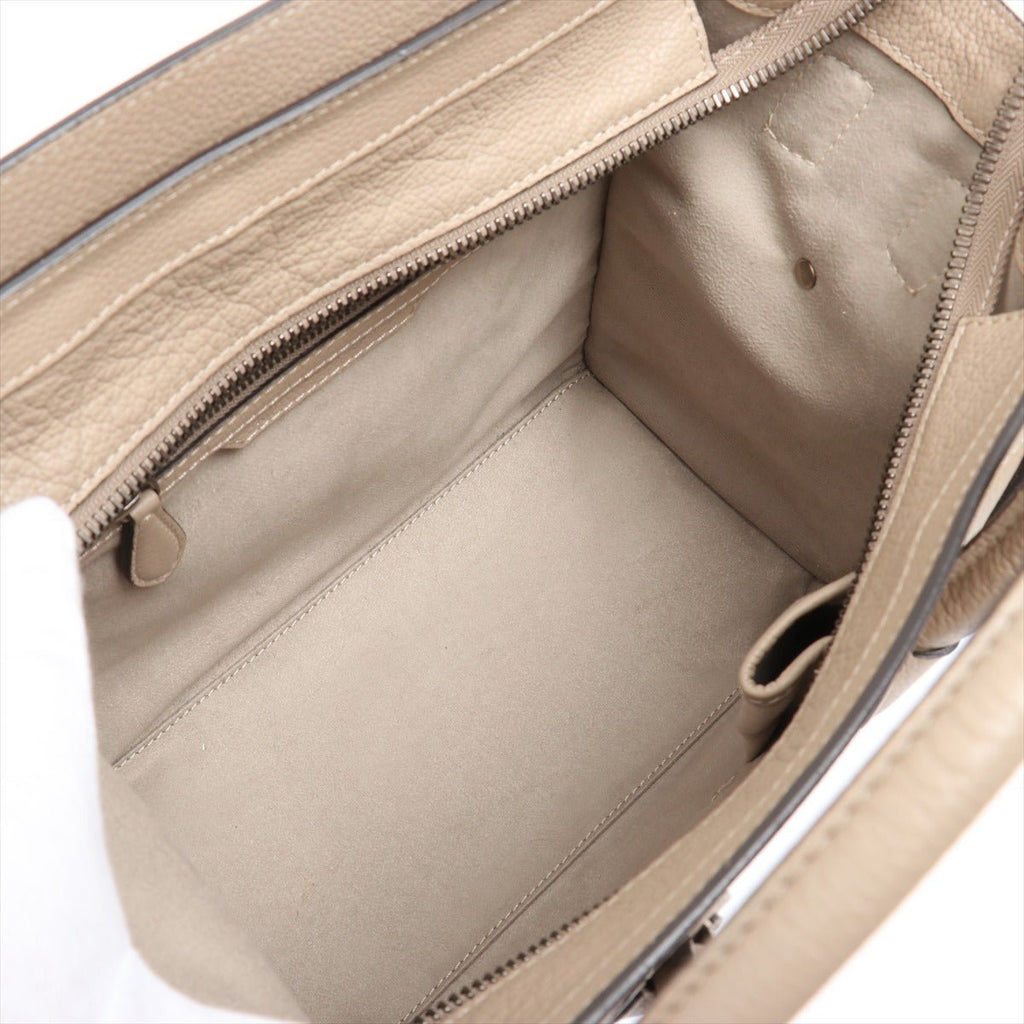 Luggage Micro Shopper Drummed Leather Beige