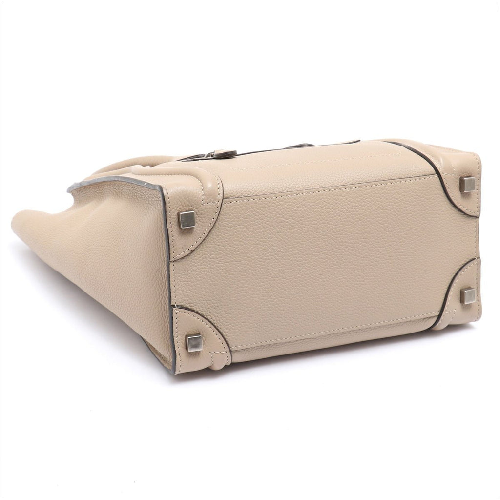 Luggage Micro Shopper Drummed Leather Beige