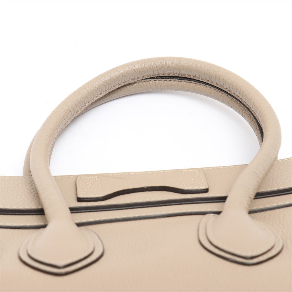 Luggage Micro Shopper Drummed Leather Beige