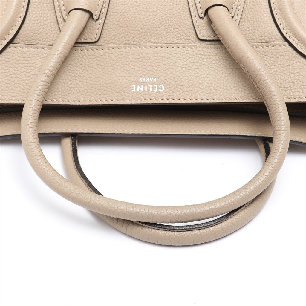 Luggage Micro Shopper Drummed Leather Beige