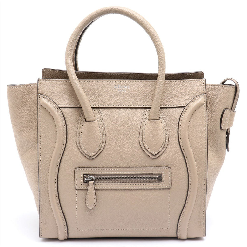 Luggage Micro Shopper Drummed Leather Beige