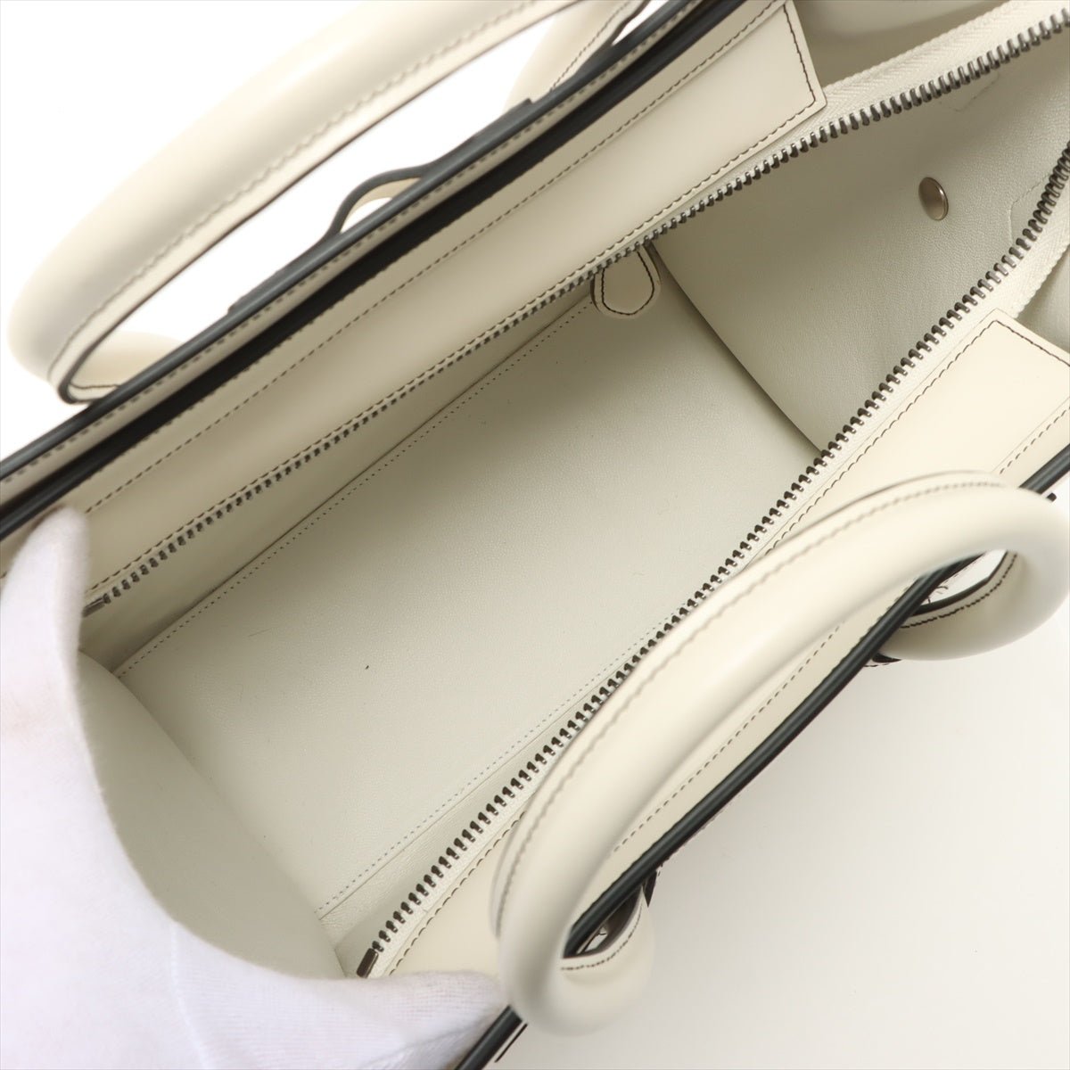 Luggage Micro Shopper Leather White