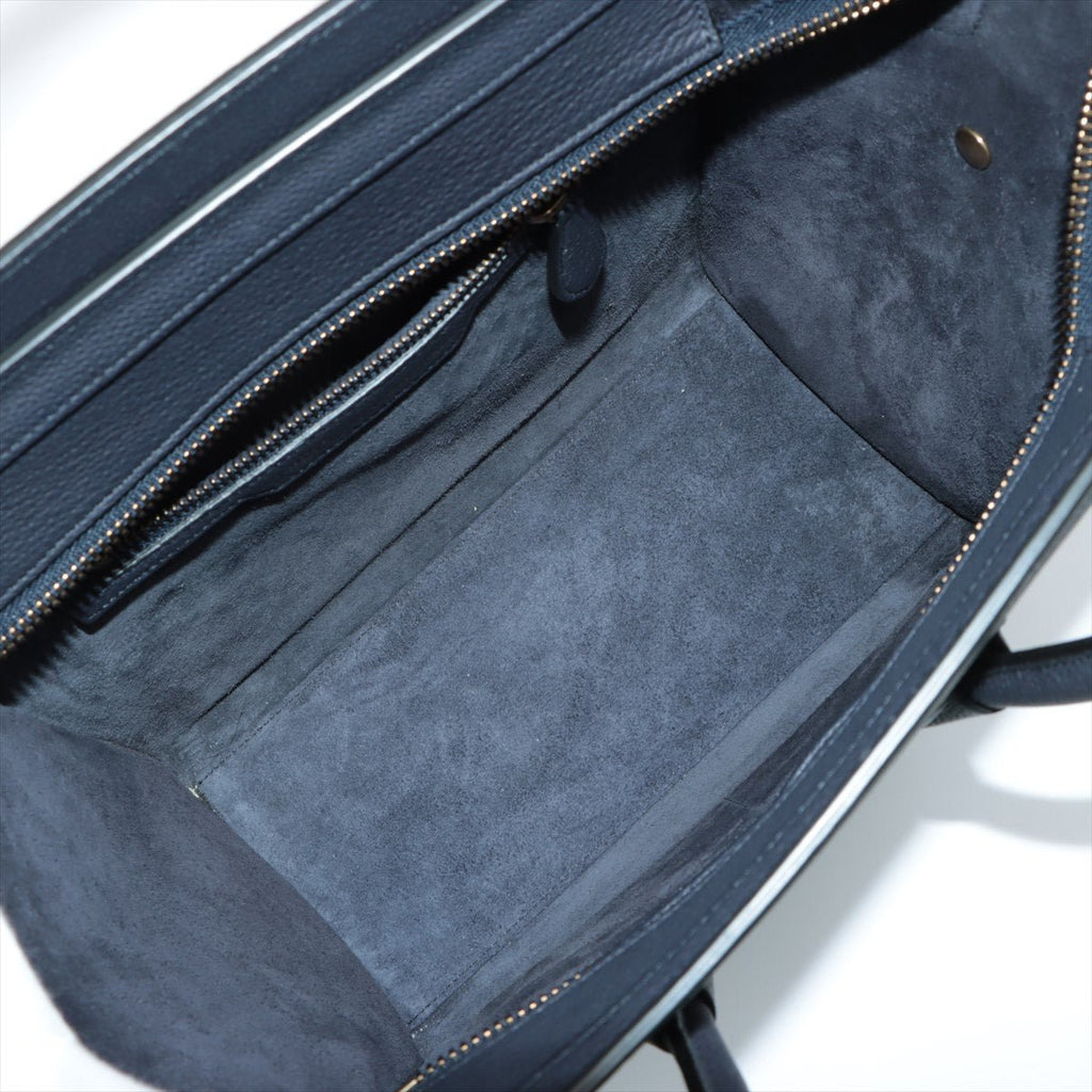 Luggage Micro Shopper Navy Blue Leather