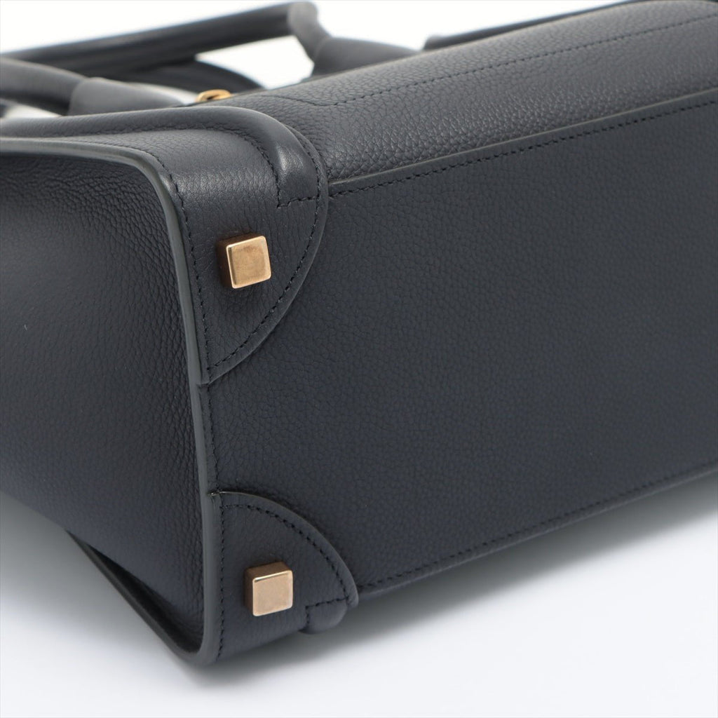 Luggage Micro Shopper Navy Blue Leather