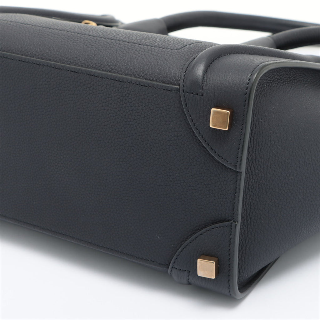 Luggage Micro Shopper Navy Blue Leather