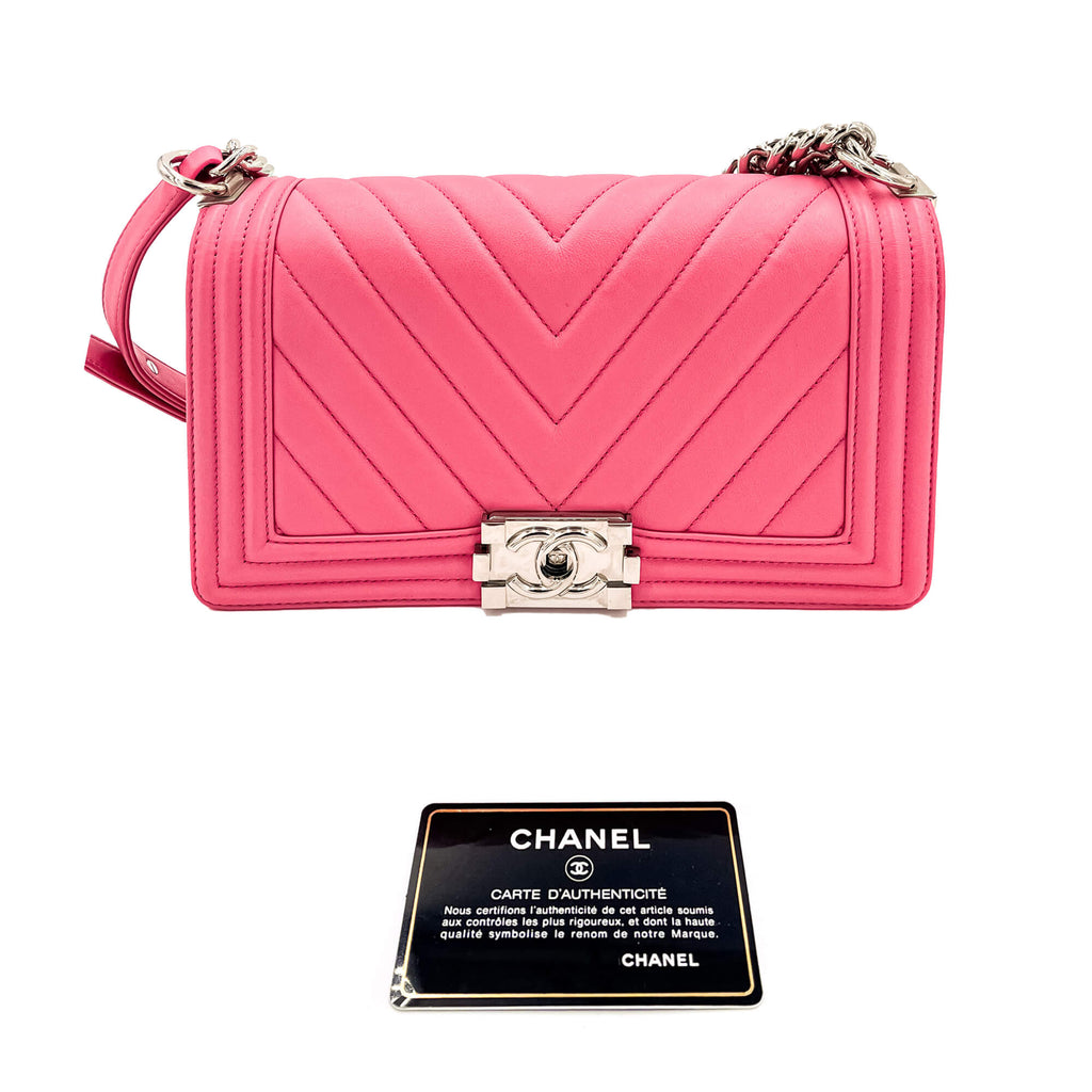 Boy Medium Chevron Calfskin Pink Bag